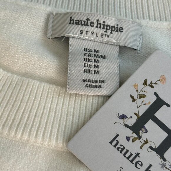 Haute Hippie White Sweater with Red and Pink Boot Design, Medium - Picture 5 of 7
